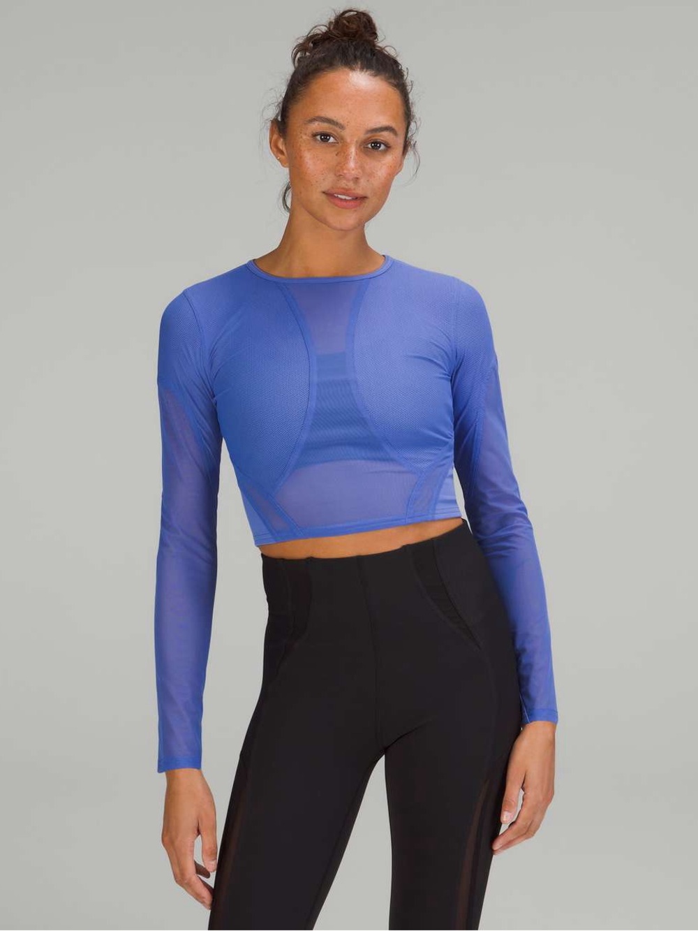 lululemon athletica Cropped Long-Sleeve Mesh Top in Periwinkle